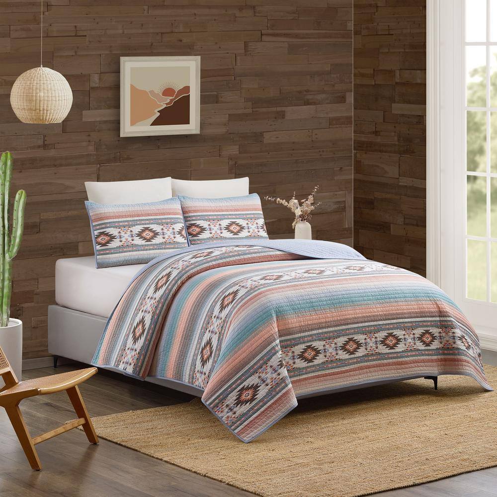 Sunset Canyon Twin Cotton Reversible Quilt Set in Brown