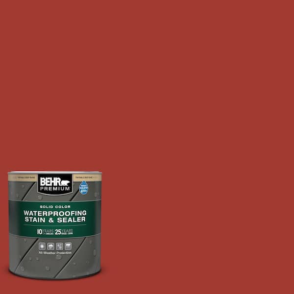 BEHR PREMIUM 1 qt. #PPU2-16 Fire Cracker Solid Color Waterproofing Exterior Wood Stain and Sealer