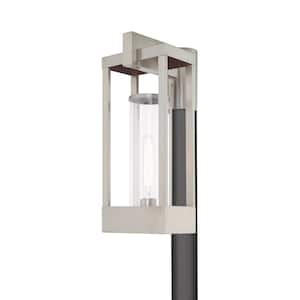 Ardenwood 19 in. 1-Light Brushed Nickel Cast Brass Hardwired Outdoor Rust Resistant Post Light with No Bulbs Included
