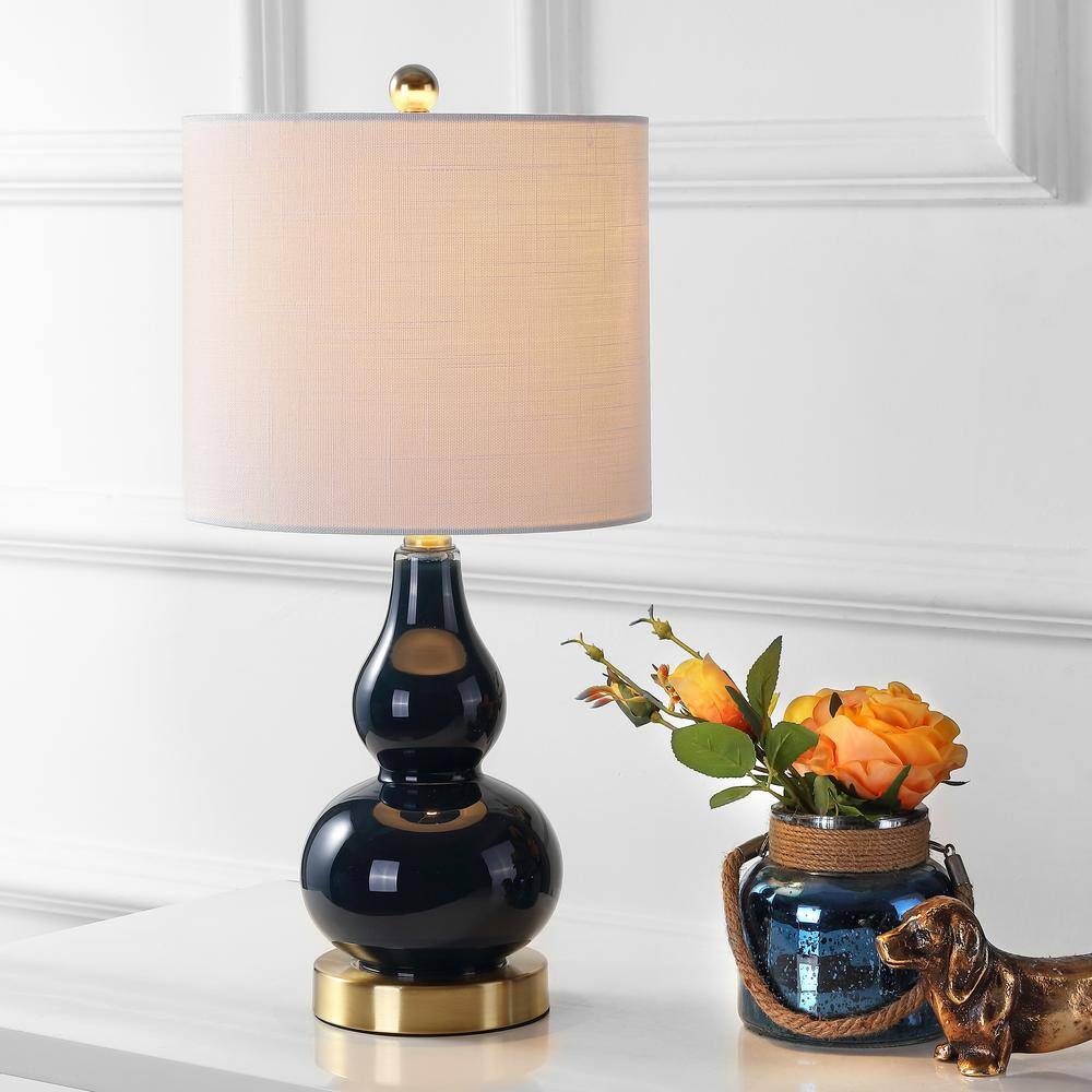 JONATHAN Y Anya 20.5 in. Navy Mini Glass Table Lamp JYL1028F - The Home ...