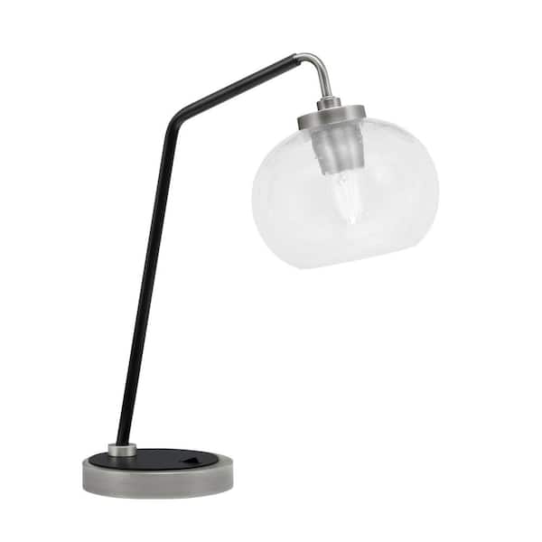 Unbranded Delgado 17.25 in. Graphite and Matte Black Piano Desk Lamp with Clear Bubble Glass