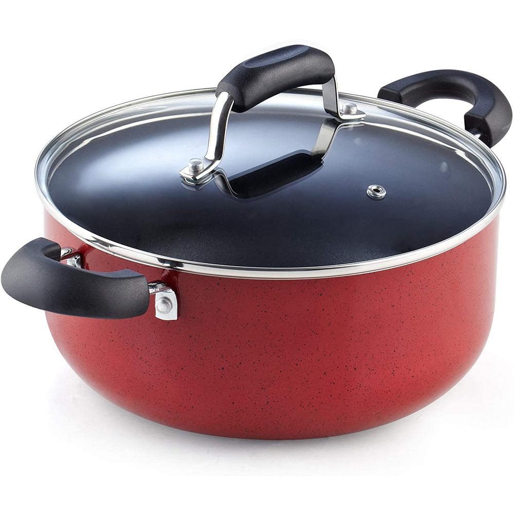 12-Piece Red Marble Nonstick Aluminum Cookware Set