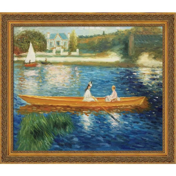 LA PASTICHE Boating on the Seine by Pierre-Auguste Renoir Baroque Antiqued Framed Abstract Art Print 25.5 in. x 29.5 in.