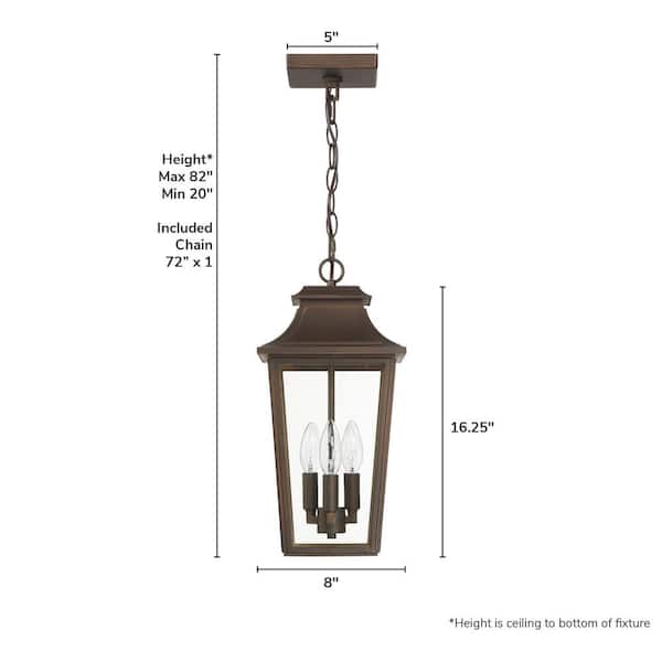 Hunter Fan Company - Hunter Spring Cove 3 Light Matte Bronze Rectangle Hardwired Outdoor Lighting for Foyer / Entry Way