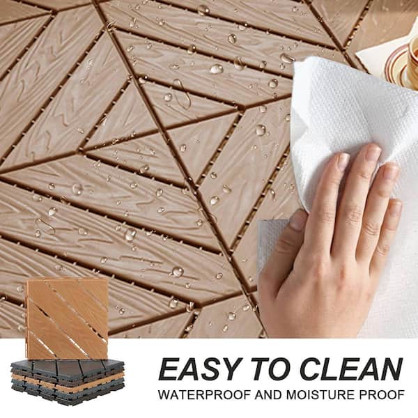 1 ft. x 1 ft. Quick Deck Plastic Interlocking Deck Tile in Natural Diagonal Stripes (35 sq. ft. per Box)