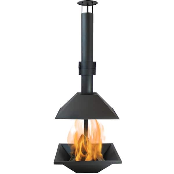 Sunnydaze 80 in. Black Steel Outdoor Wood-Burning Modern Backyard Chiminea Fire Pit