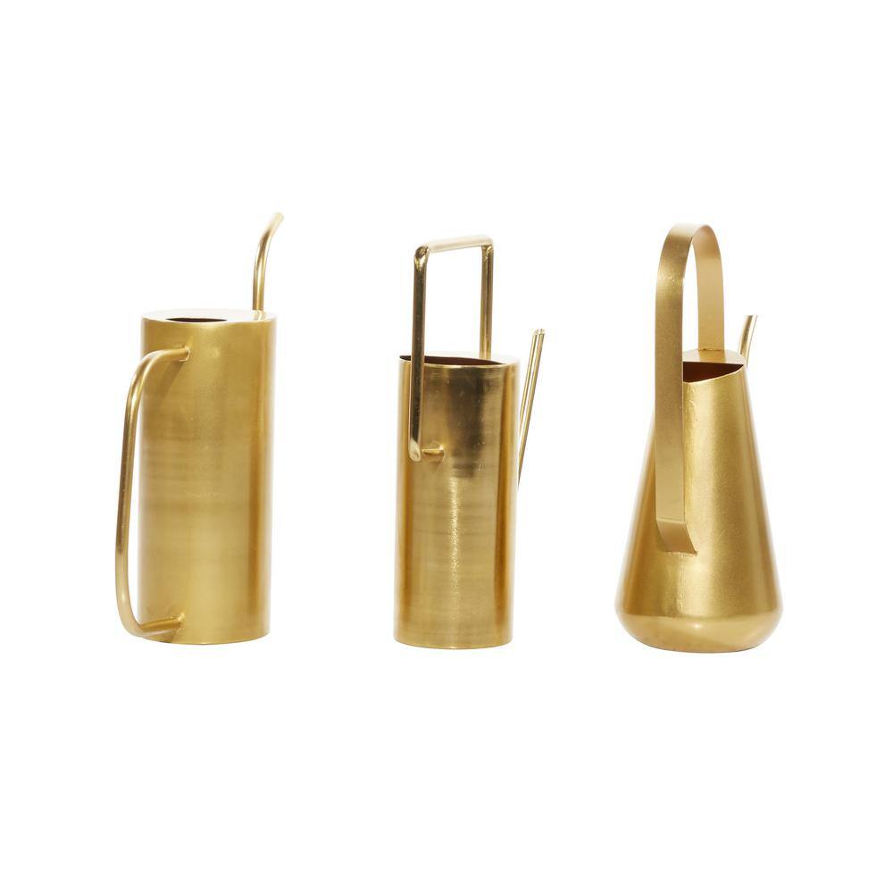 Glamorous Gold Metal Watering Can Planter Trio - Indoor/Outdoor Use
