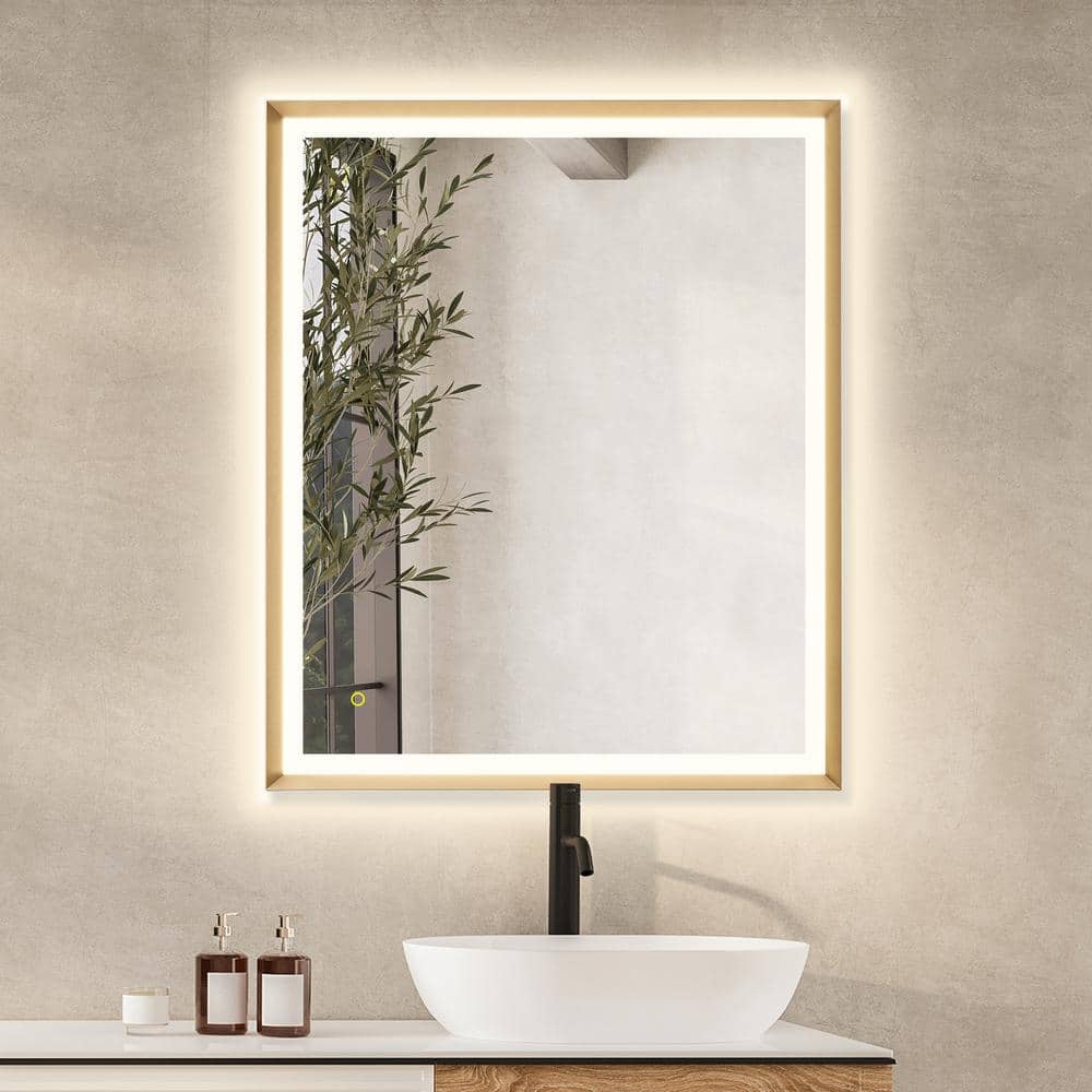 Apollo 36" Gold Rectangular LED Vanity Mirror