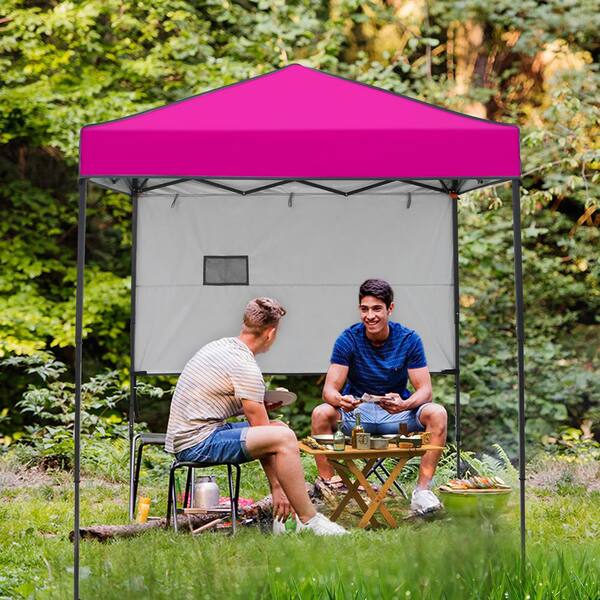 COOS BAY 6 ft. x 4 ft. Pink Instant Canopy Pop Up Tent with Adjustable Sun Wall, Mesh Pocket, Carry Bag