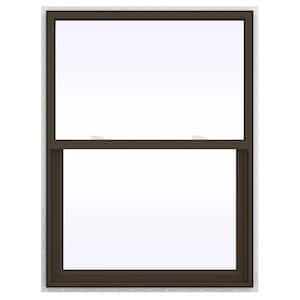 35.5 in. x 41.5 in. V-2500 Series Brown Painted Vinyl Single Hung Window with Fiberglass Mesh Screen