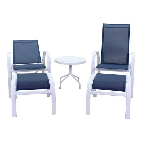 Courtyard Casual Santa Fe 5-Piece Aluminum Patio Conversation Set in White