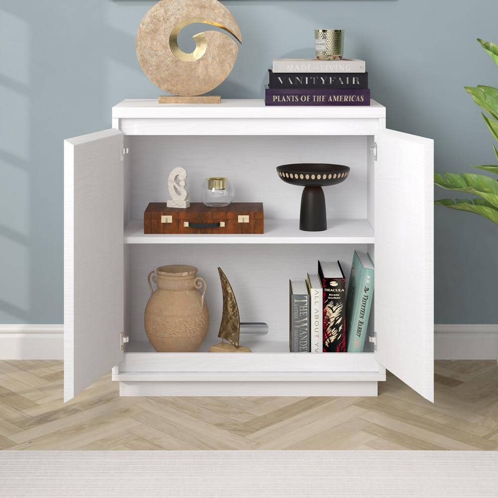 White Rectangular Accent Cabinet with Adjustable Shelving