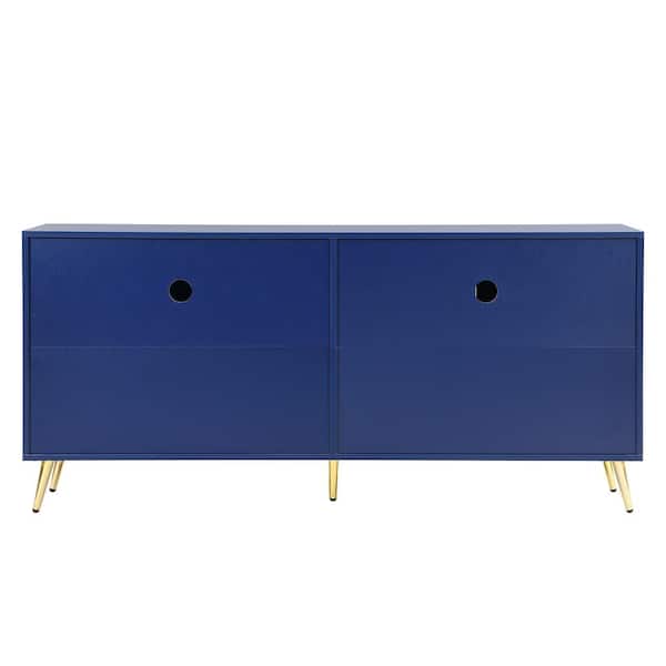 Polibi Modern TV Console, TV Stand Fits TV's up to 60 in. with Storage, Entertainment Center, Blue