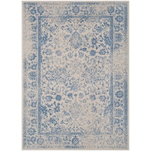 Adirondack Ivory/Light Blue 6 ft. x 9 ft. Border Area Rug