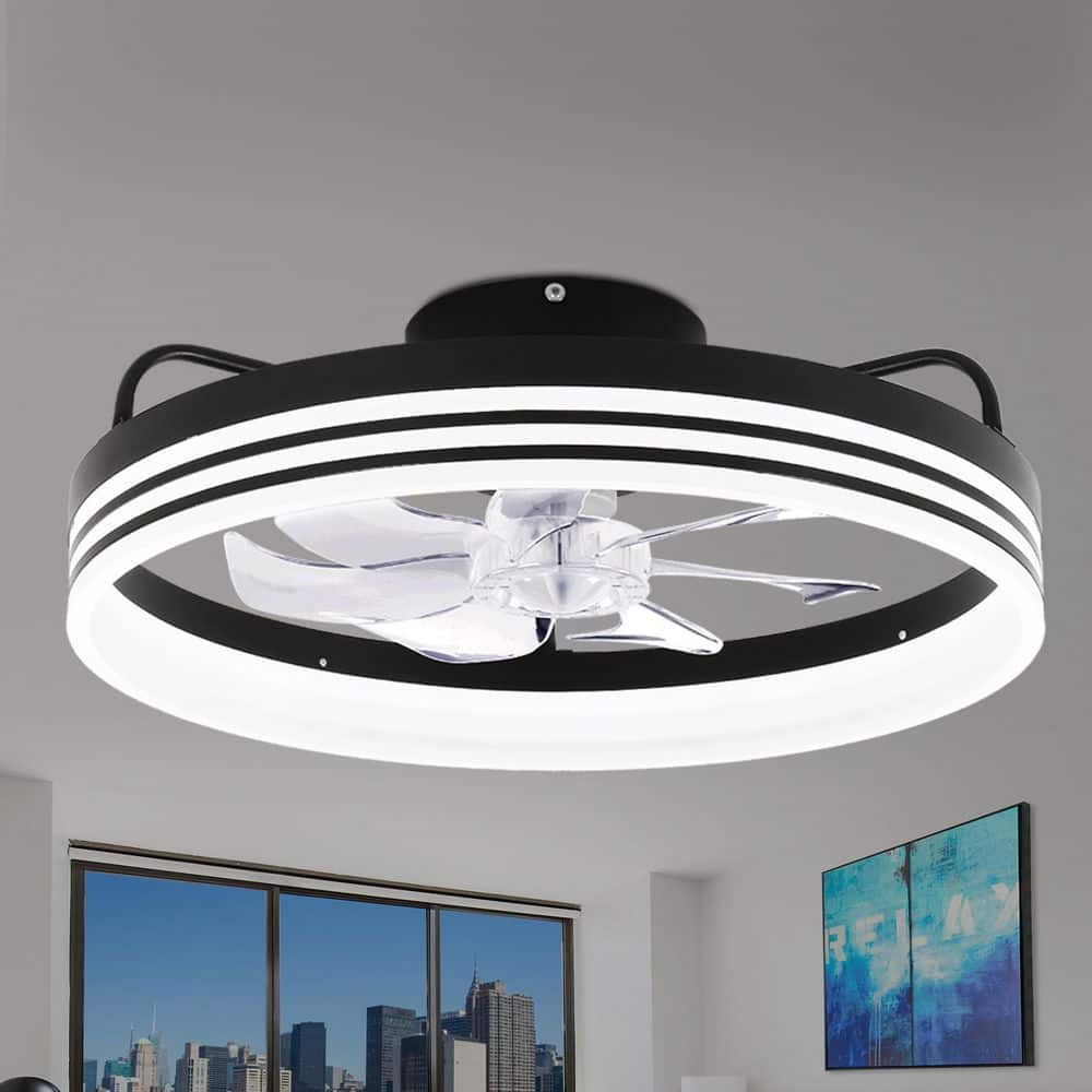 Oaks Aura 20in. LED Indoor Black Bladeless App Control Smart Low