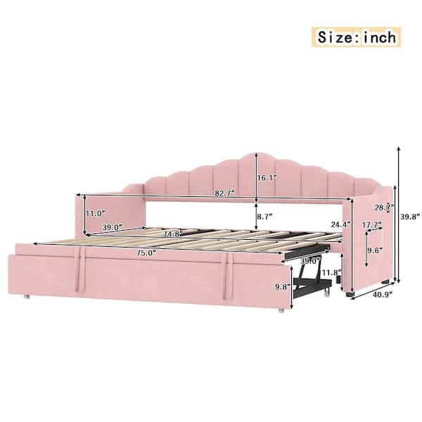 Harper & Bright Designs Pink Upholstered Twin Size Daybed with