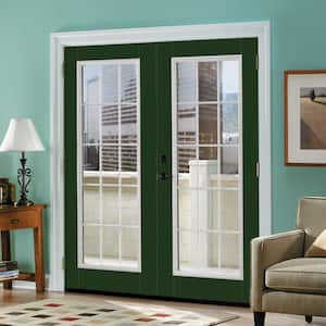72 in. x 80 in. Conifer Fiberglass Prehung Left-Hand Inswing GBG 15-Lite Clear Glass Patio Door without Brickmold