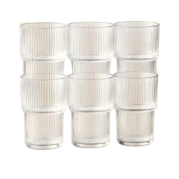 13 oz. Clear Glass Cups for Iced Coffee, Juice and Beer, (Set of 6) Non-Stick Highball Tumblers, Dishwasher Safe