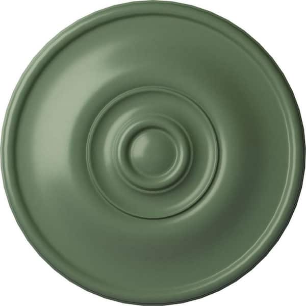 Ekena Millwork 11-3/4" x 3/8" Jefferson Urethane Ceiling (Fits Canopies upto 2-7/8"), Hand-Painted Athenian Green