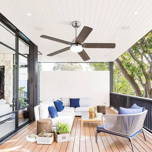 Avex 42 in. Smart Indoor Brushed Nickel Standard Ceiling Fan with Remote Control and Dimmable Integrated LED Ceiling Fans With Lights