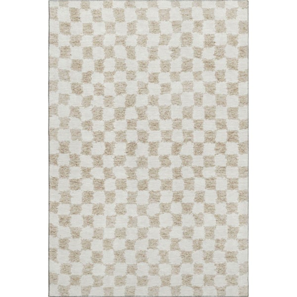 Mayfield Premium Machine Washable Abstract AMF1958 Beige 3 ft. x 4 ft. Area Rug