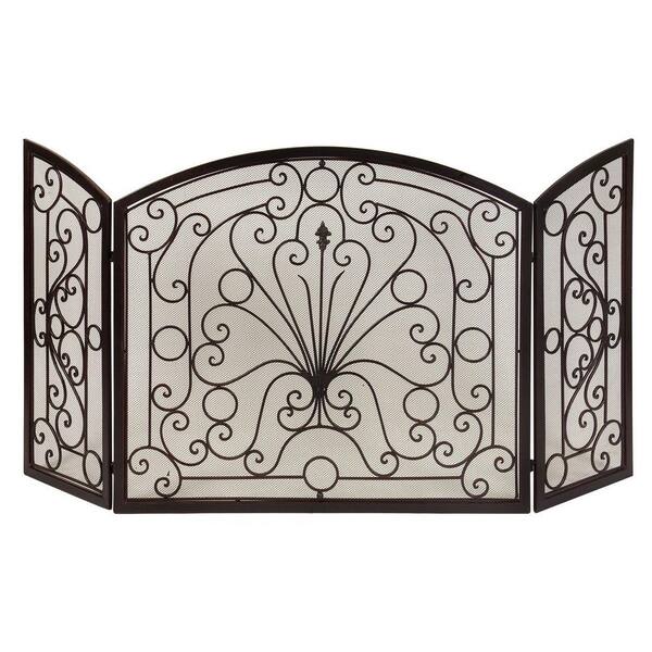 Filament Design Lenor 32.5 in. Black Wrought Iron Fireplace Screen