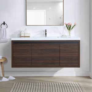 47-1/4 in. W x 18-1/8 in. D x 20-1/2 in. H Bath Vanity in California Walnut with White Resin Top