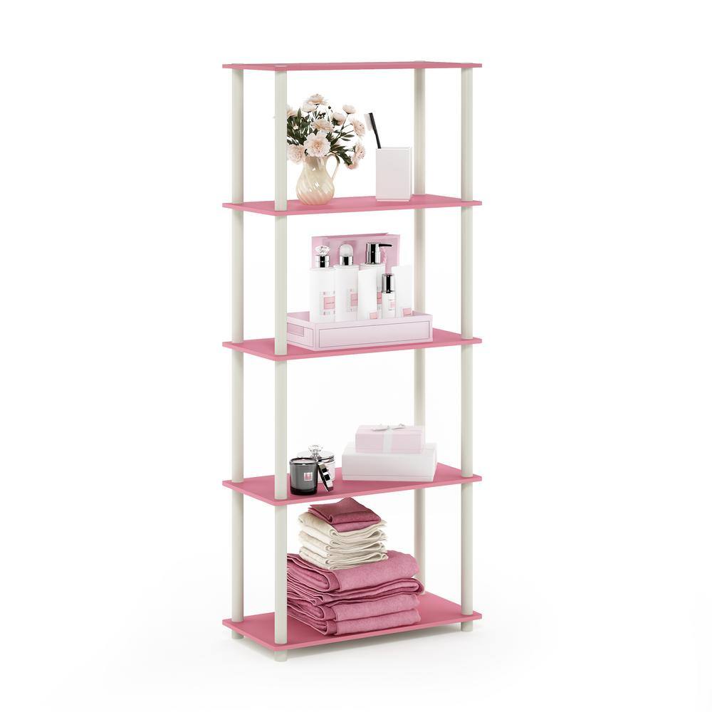 Laminated Pink and White 5-Tier Round Tube Display Shelf