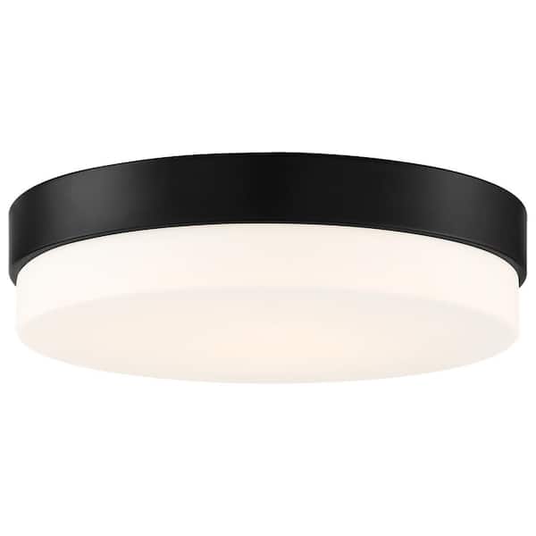 Access Lighting Roma 18 in. Contemporary Matte Black, Opal Integrated LED Flush Mount