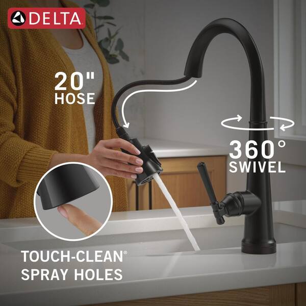 Delta Emmeline Touch/Touchless Matte Black 17.06 in. H Pull Down