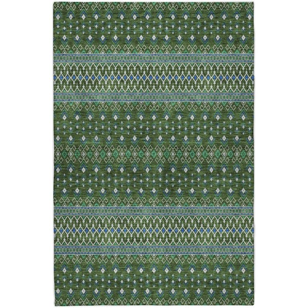 Dream Shag Premium Machine Washable Abstract ADS708 Olive 8 ft. x 10 ft. Area Rug