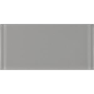 Classic Design Pebble Gray Subway 3 in. x 6 in. x 8 mm. Glossy Glass Wall Tile (1 Sq. Ft.)