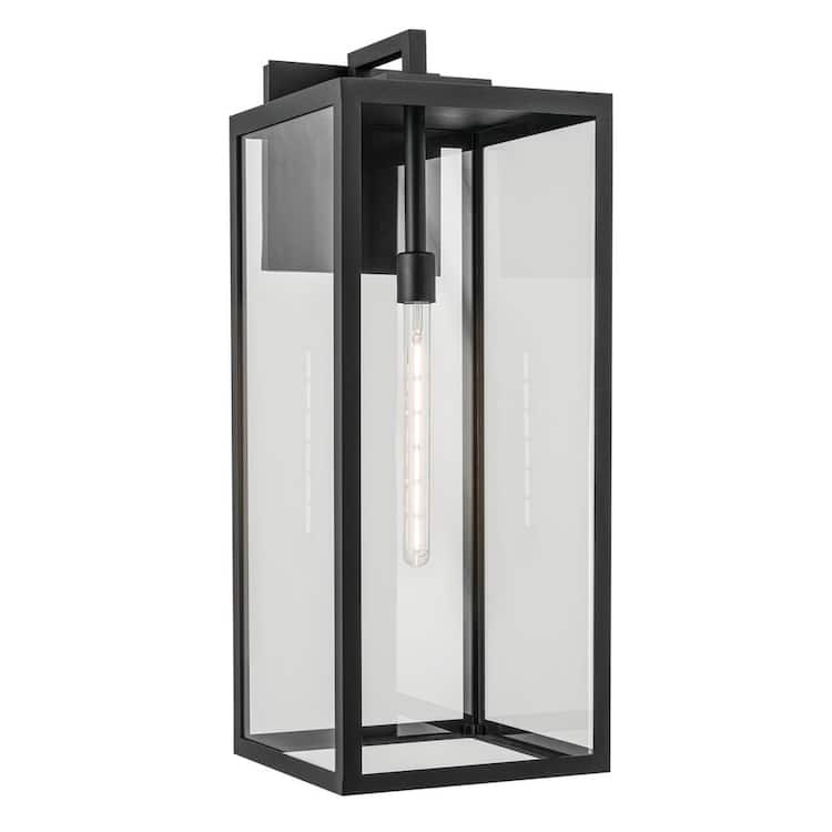 KICHLER Branner 30 in. 1-Light Textured Black Traditional Outdoor Hardwired Wall Lantern Sconce with No Bulbs Included (1-Pack)