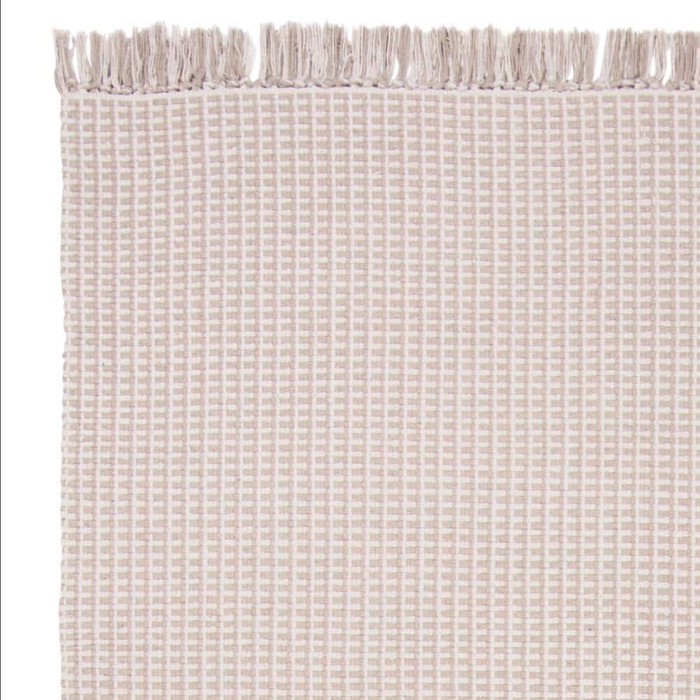 Coastal Charm Ivory and Grey Cotton 6' x 9' Handwoven Rug