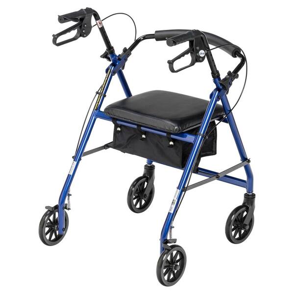 Drive Medical Rollator Rolling Walker with 6 in. Wheels, Up Removable Back Support and Padded Seat, Blue r726bl - The Home