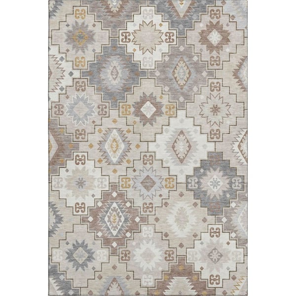 Mayfield Premium Machine Washable Abstract AMF2123 Ivory 10 ft. x 14 ft. Area Rug