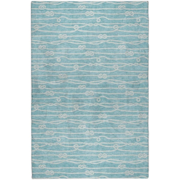 Dream Shag Premium Machine Washable Abstract ADS152 Lagoon 9 ft. x 12 ft. Area Rug
