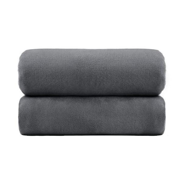 JML Gray Oversized Microfiber Bath Towel (Set of 2) 8Y0033-7 - The