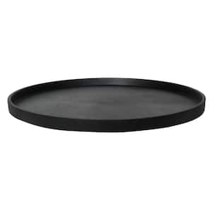 Large 22 in. Dia Black Fiberstone Indoor Outdoor Round Saucer for Planter