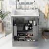 Magic Home 30 in. Multifunctional Modular Freestanding Storage Gray Bathroom Vanity Cabinet with White Caremic Sink Top, Drawer SLX-LUS3319A255
