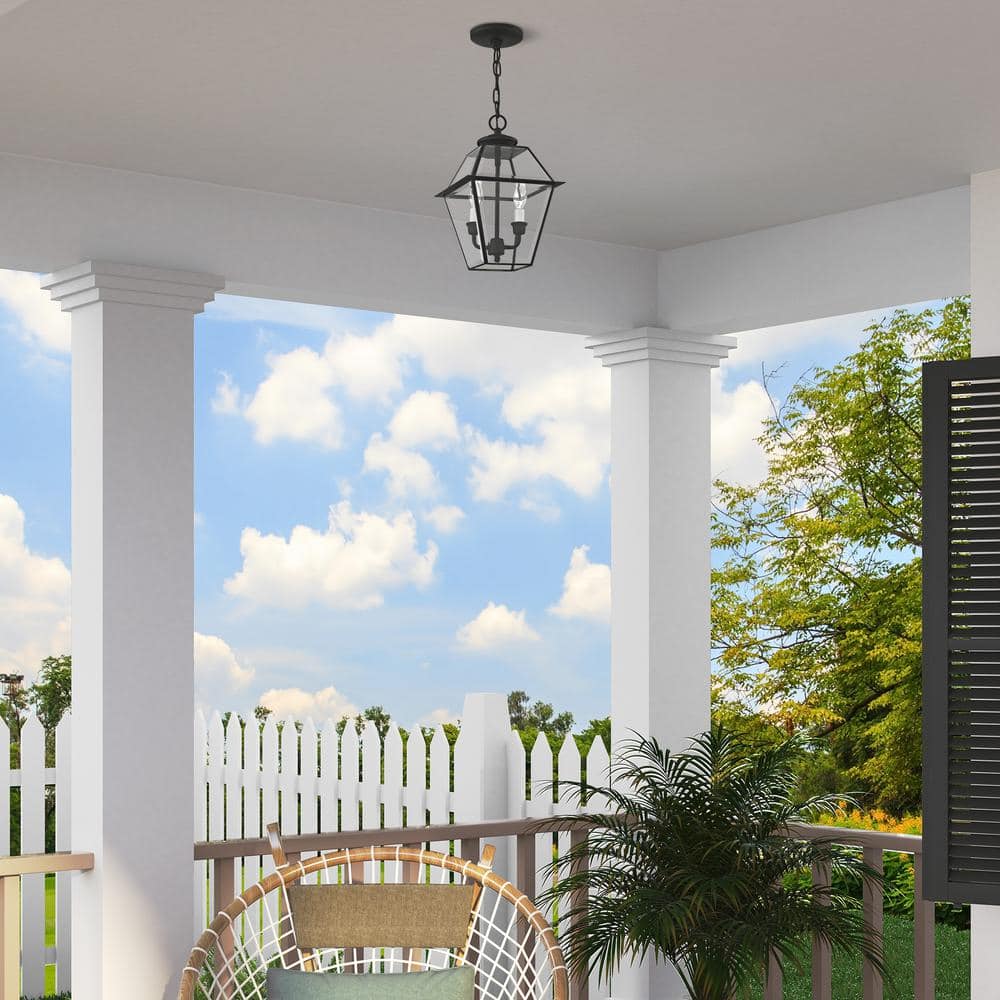 Westover Black Brass and Glass Outdoor Pendant Lantern