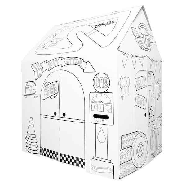 Cardboard Playhouse and Craft Activity for Kids Drawing Painting