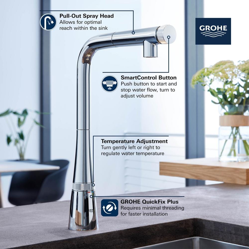 Grohe Zedra Chrome Pull-Out Spray Kitchen Faucet