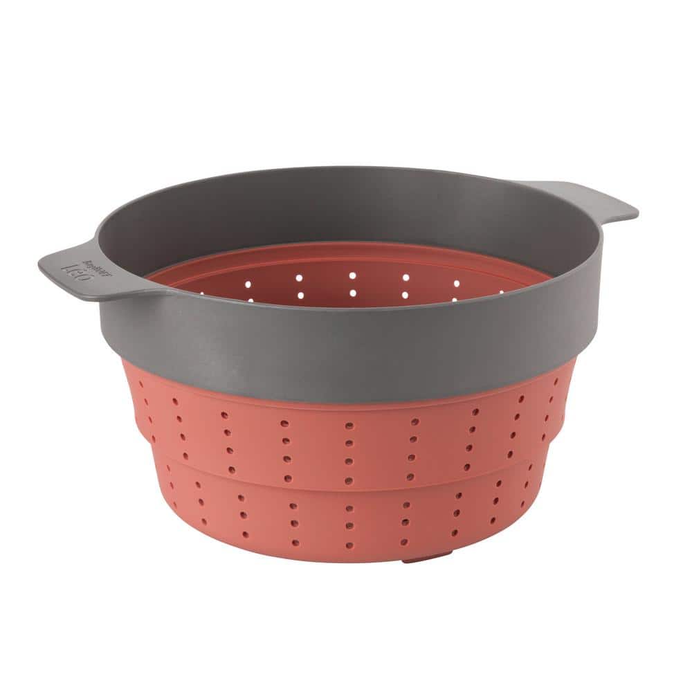 BergHOFF Leo 10 in. Pink and Grey Silicone 2-in-1 Steamer and Strainer  3950152 - The Home Depot
