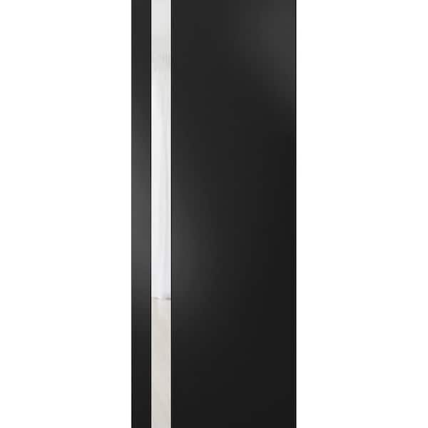 32 in. x 34 in. Solid Wood Frosted glass Black Matte Interior Door Slab