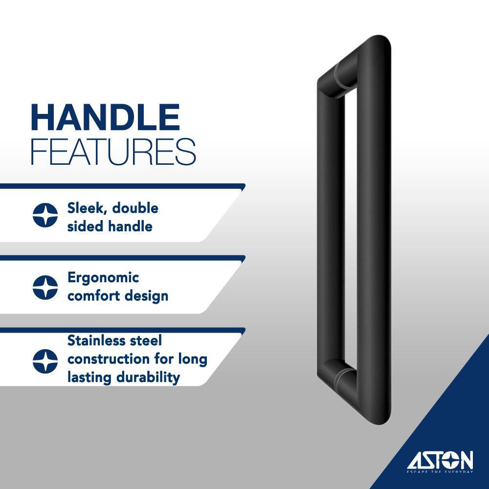 Belmore XL Matte Black Frameless Hinged Shower Door with Clear Glass