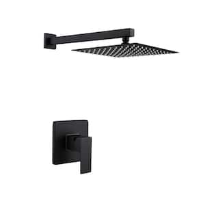 ACA Single-Handle 1-Spray Patterns Square 10 in. Wall Mount Rain Fixed Shower Faucet in matte black (Valve Included)