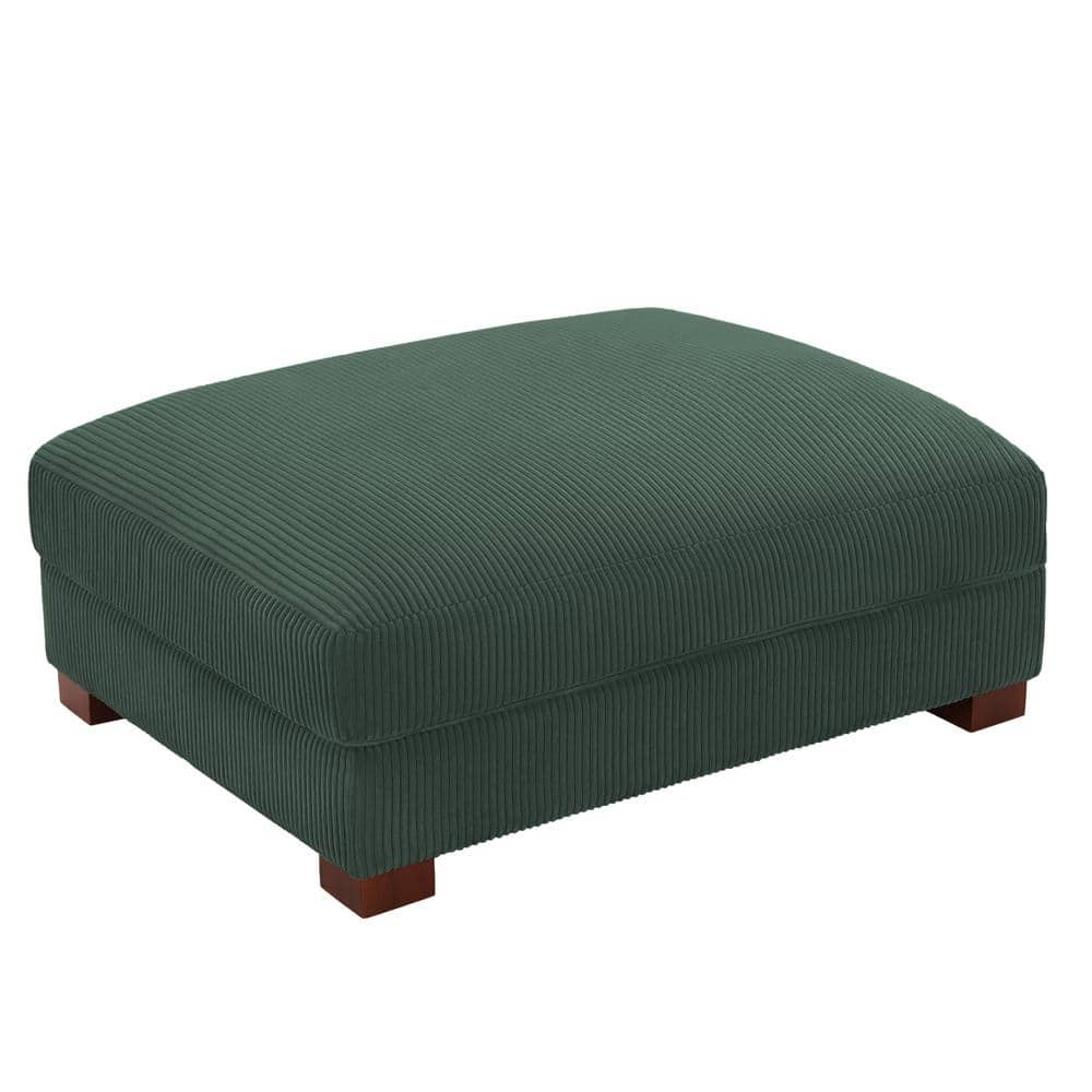 Uixe 42 in. Hunter Green Corduroy Fabric Rectangle Ottoman with Wood ...