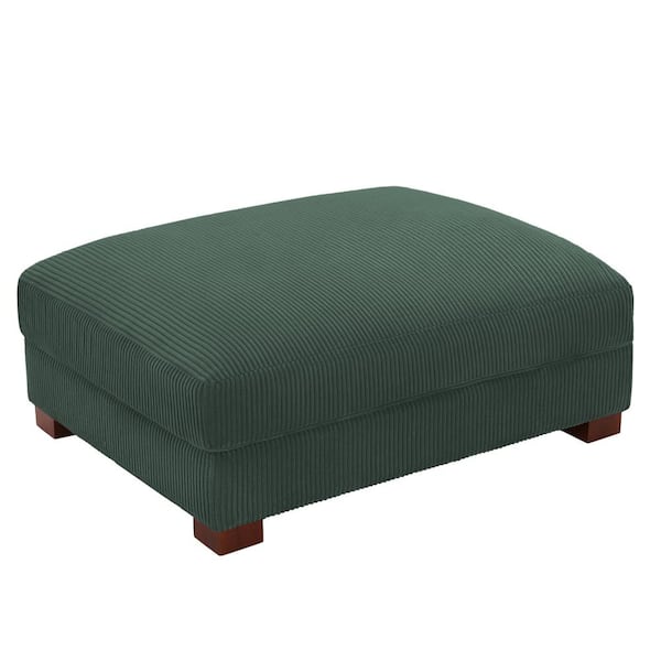 Uixe 42 in. Hunter Green Corduroy Fabric Rectangle Ottoman with Wood Legs