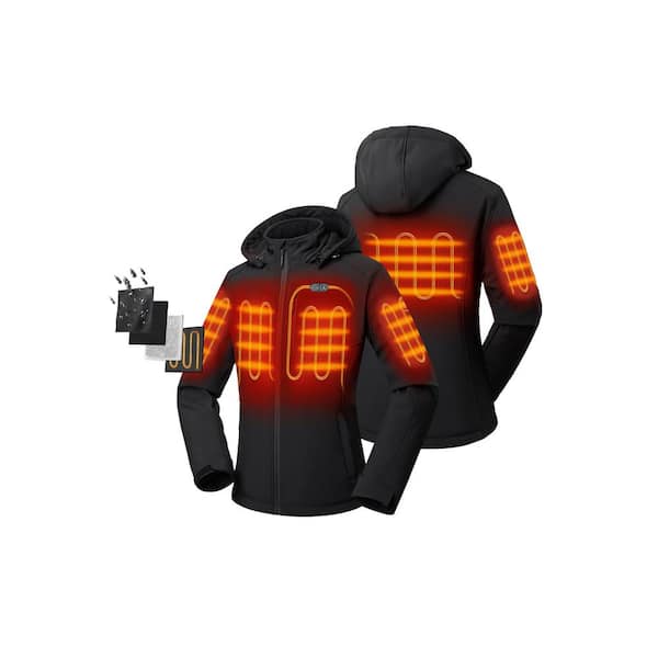 ORORO Women's Medium Black 7.38-Volt Lithium-Ion Heated Dual Control Jacket with One 4.8Ah Battery and Charger